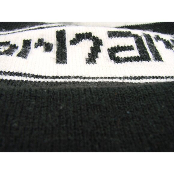 Carhartt Black White Knit Beanie Hat Striped Pom Pom Cuffed Logo One Size Unisex - Picture 5 of 10